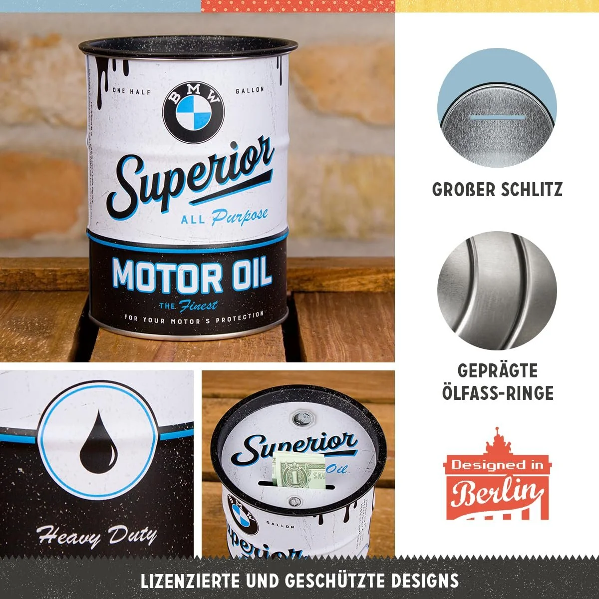 Скарбничка Nostalgic-Art BMW Superior Motor Oil металева 600 мл, фото №3