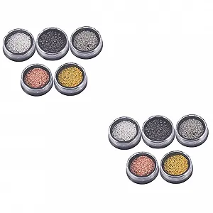 Микробисер для ногтей Healvian 10 наборов Мини Металлические бусины для ногтей Аксессуары для ногтей - Фото 1