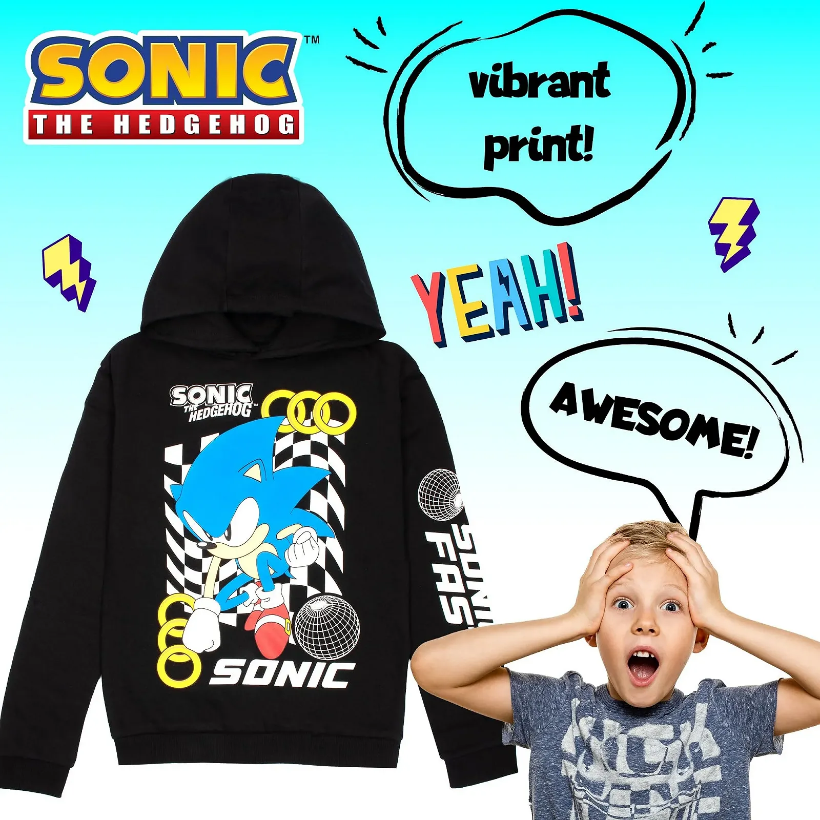 Худи Sonic The Hedgehog для мальчиков 100% хлопок, домашняя одежда для 6-12 лет, идеальный подарок для геймеров, черный, фото №3 Худи Sonic The Hedgehog для мальчиков 100% хлопок, домашняя одежда для 6-12 лет, идеальный подарок для геймеров, черный, фото №3