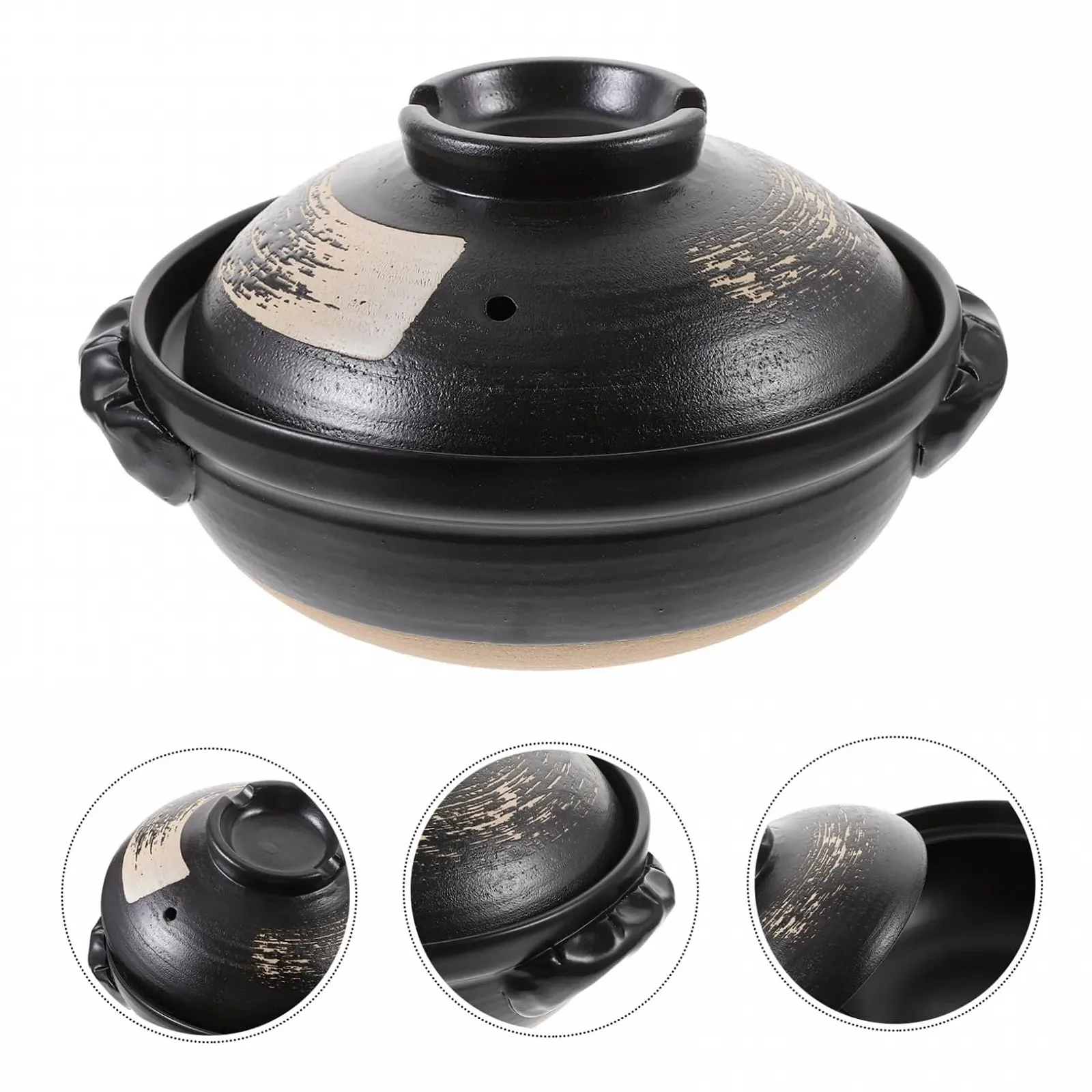 Каструля-керамічна Luxshiny 500 мл з термостійкою кришкою та ручками вентиляційні отвори, фото №3