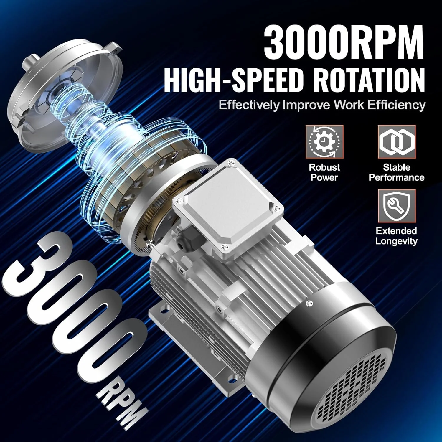 Электродвигатель Vevor Y2-90L-2-1.5kW-B3 / Black/Silver, фото №3