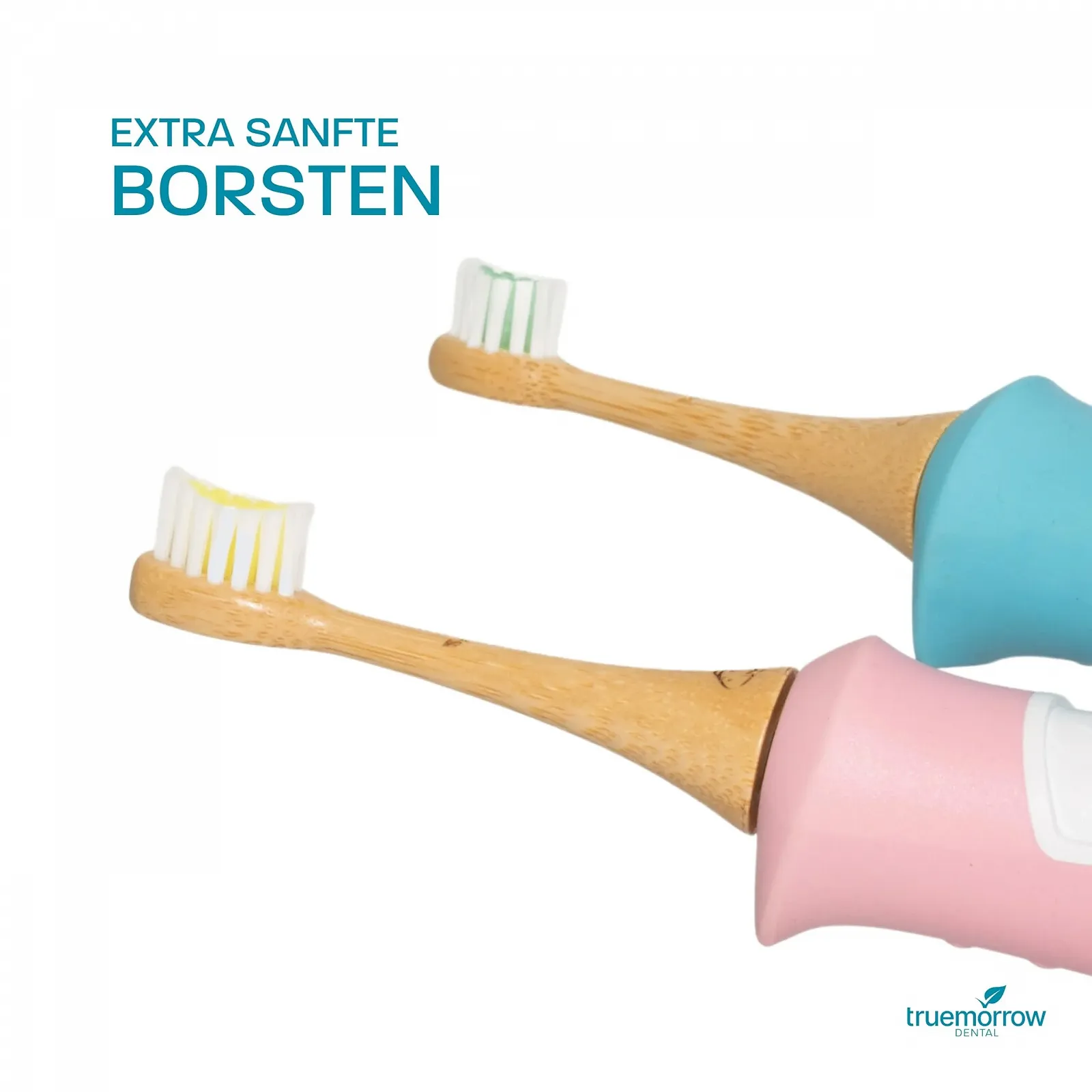 Сменные бамбуковые насадки для зубной щетки truemorrow для Philips Sonicare Kids 2 шт. Мягкие, фото №4