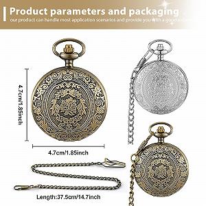Кишеньковий годинник Vegena Vintage Pack of 2 Quartz Unisex Білий, Зелений synthetic.ua - Фото 1