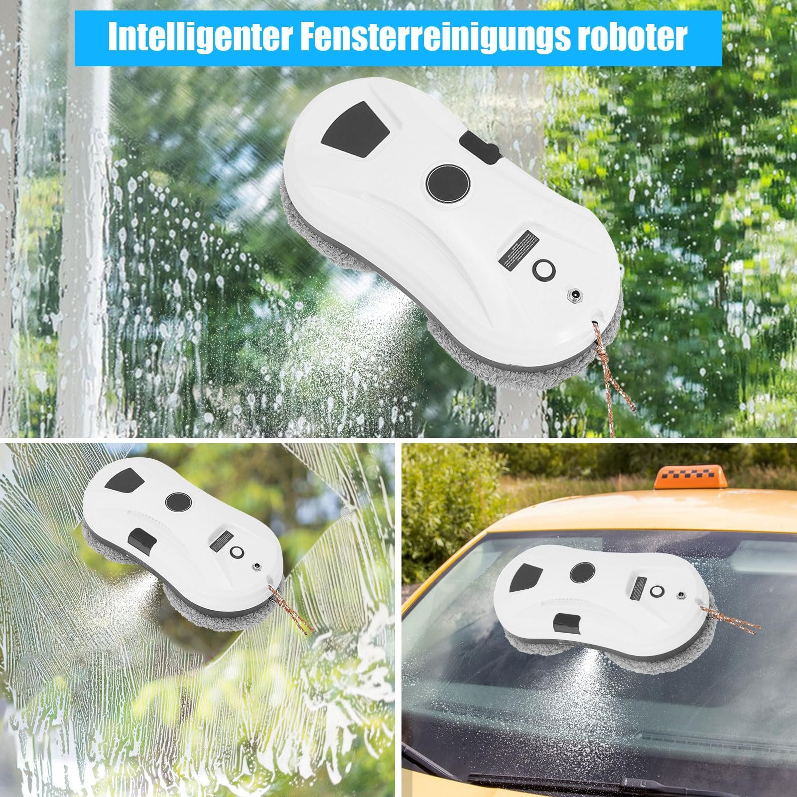 Робот для мойки окон Electric Window Cleaner с функцией распыления Automatic Window Cleaning Robot Wireless 2800 Pa Window Cleaning Robot с дистанционным управлением 6 салфеток из микрофибры, фото №4