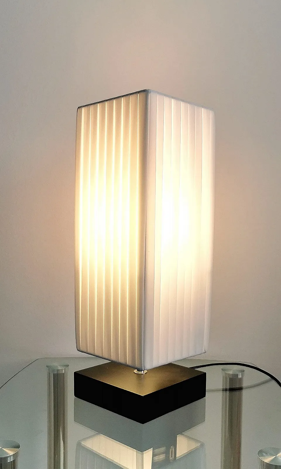 Настільна лампа Trango 2021 Design Nizza E27 Квадратна дерев'яна основа 41 см Чорна, фото №1