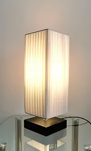 Настільна лампа Trango 2021 Design Nizza E27 Квадратна дерев'яна основа 41 см Чорна - Фото 1