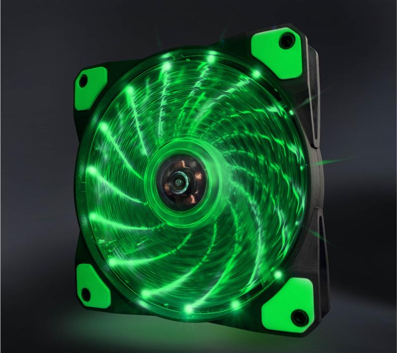 Вентилятор Frime Iris LED Fan 15LED Green (FLF-HB120G15); 120х120х25мм 3-пін+4-пін, фото №1