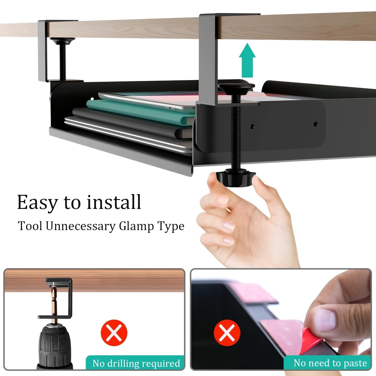 Тримач для ноутбука під стіл Металевий Кронштейн-Полиця для ноутбука Підстільний, фото №3 Тримач для ноутбука під стіл Металевий Кронштейн-Полиця для ноутбука Підстільний, фото №3