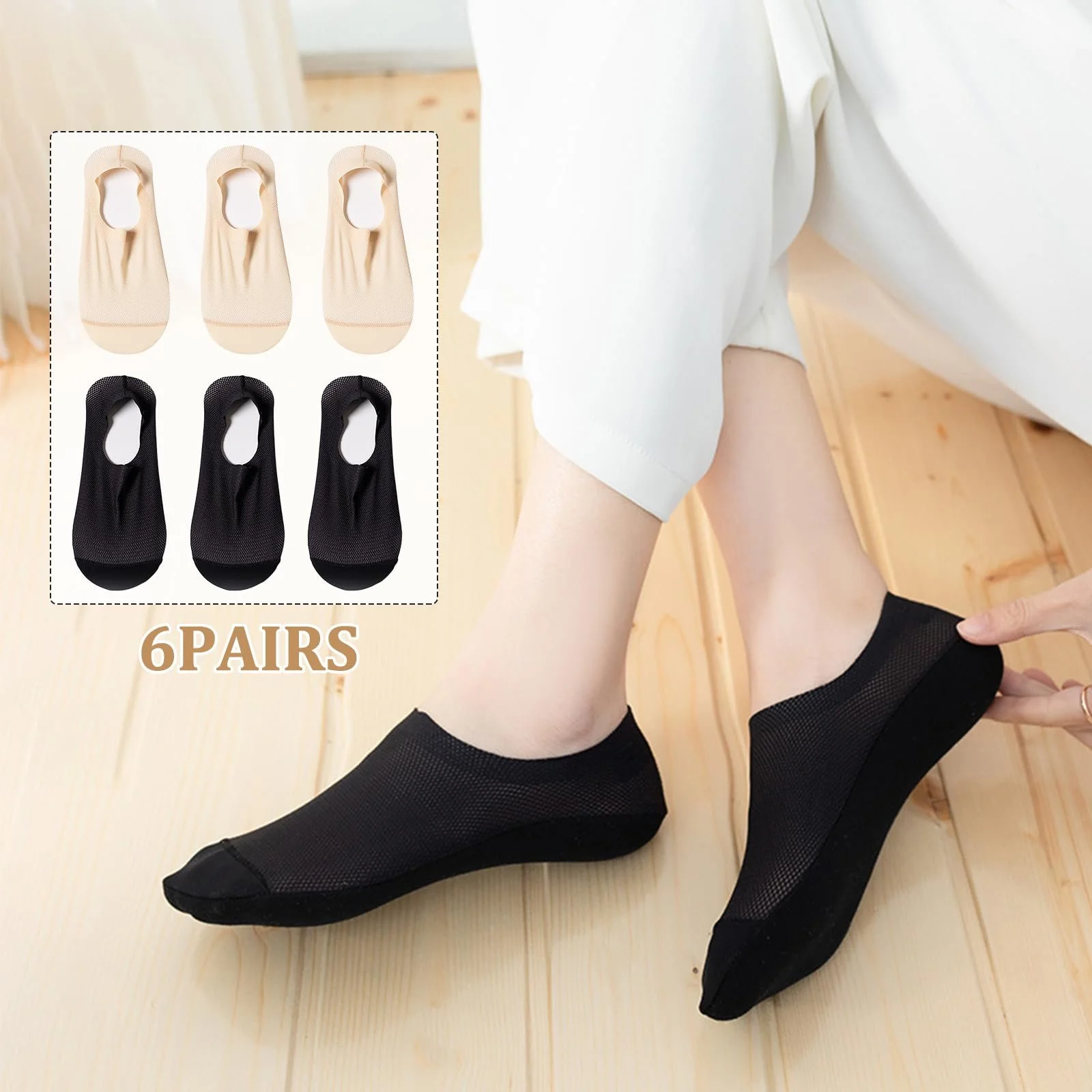 Носки Балетки Без бренда Без серии Без модели Нескользящие Телесный цвет, Черный, черный (6 пар), фото №3 Носки Балетки Без бренда Без серии Без модели Нескользящие Телесный цвет, Черный, черный (6 пар), фото №3