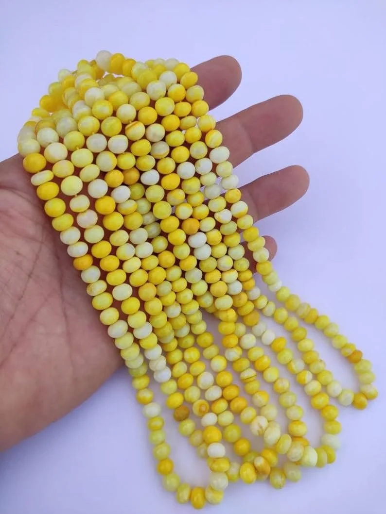 Намистини Опал Круглі Гладкі 8 мм, нитка довжиною 40.5 см, для намиста, браслета, фото №2