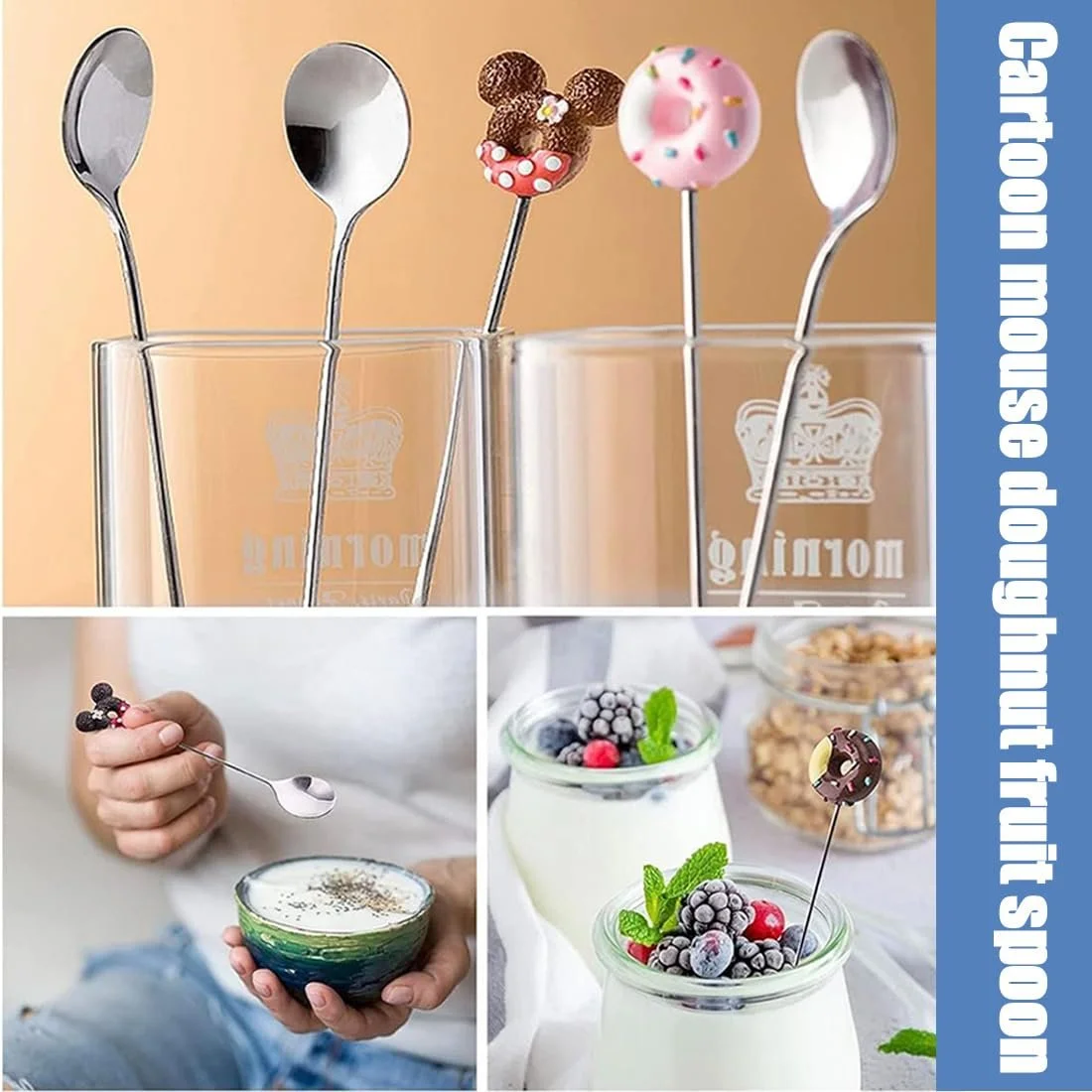 Ложка Кавова з нержавіючої сталі (6 шт.) Doughnut Cute Shape для чаю та кави, фото №6 Ложка Кавова з нержавіючої сталі (6 шт.) Doughnut Cute Shape для чаю та кави, фото №6