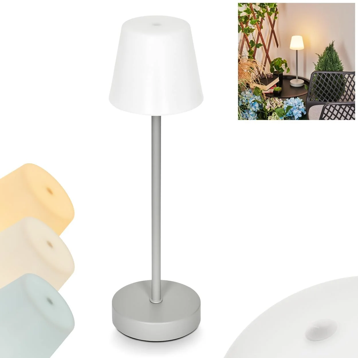 Настільна лампа Mazda LED Outdoor Пластик Сірий/Білий 11 см USB-C Battery 2.2 Вт 250 Люмен, фото №1