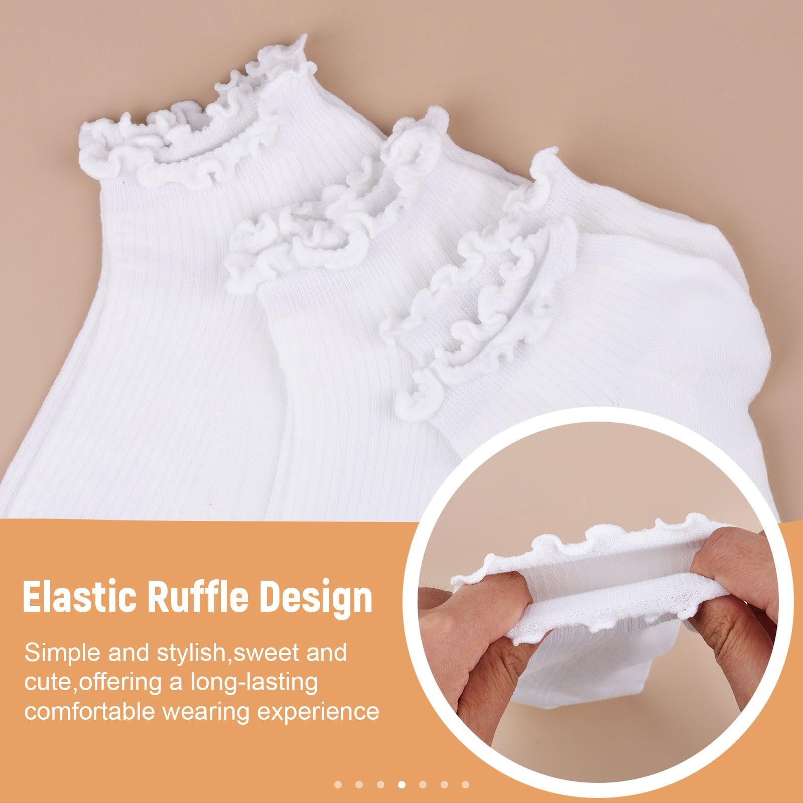 Носки с оборками Хлопковые 6 пар Белый 35-40, фото №5