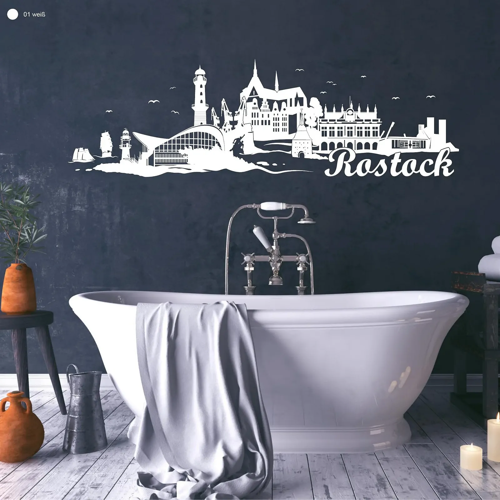 Наклейка на стену Wandtattoo Loft Rostock Skyline Warnemünde, фото №2