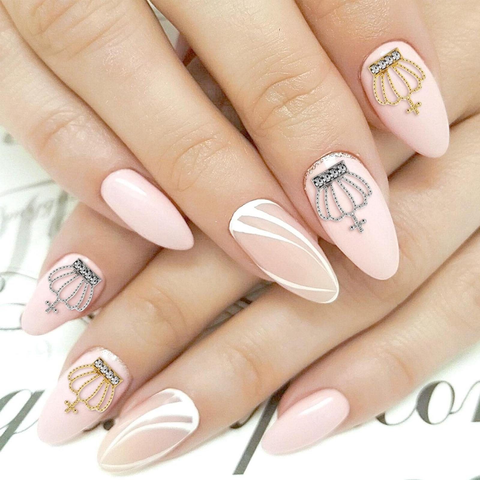 Подвески для ногтей Корона Блестящая, Золотой/Серебряный, Крестики для ногтей, 3D акриловые стразы, украшения для ювелирных изделий, фото №7