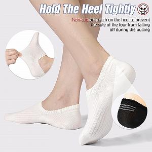 Женские носки-невидимки Хлопковые для повседневного использования, Носки с силиконом против скольжения для лоферов, балеток, кроссовок, 6 пар - Фото 1