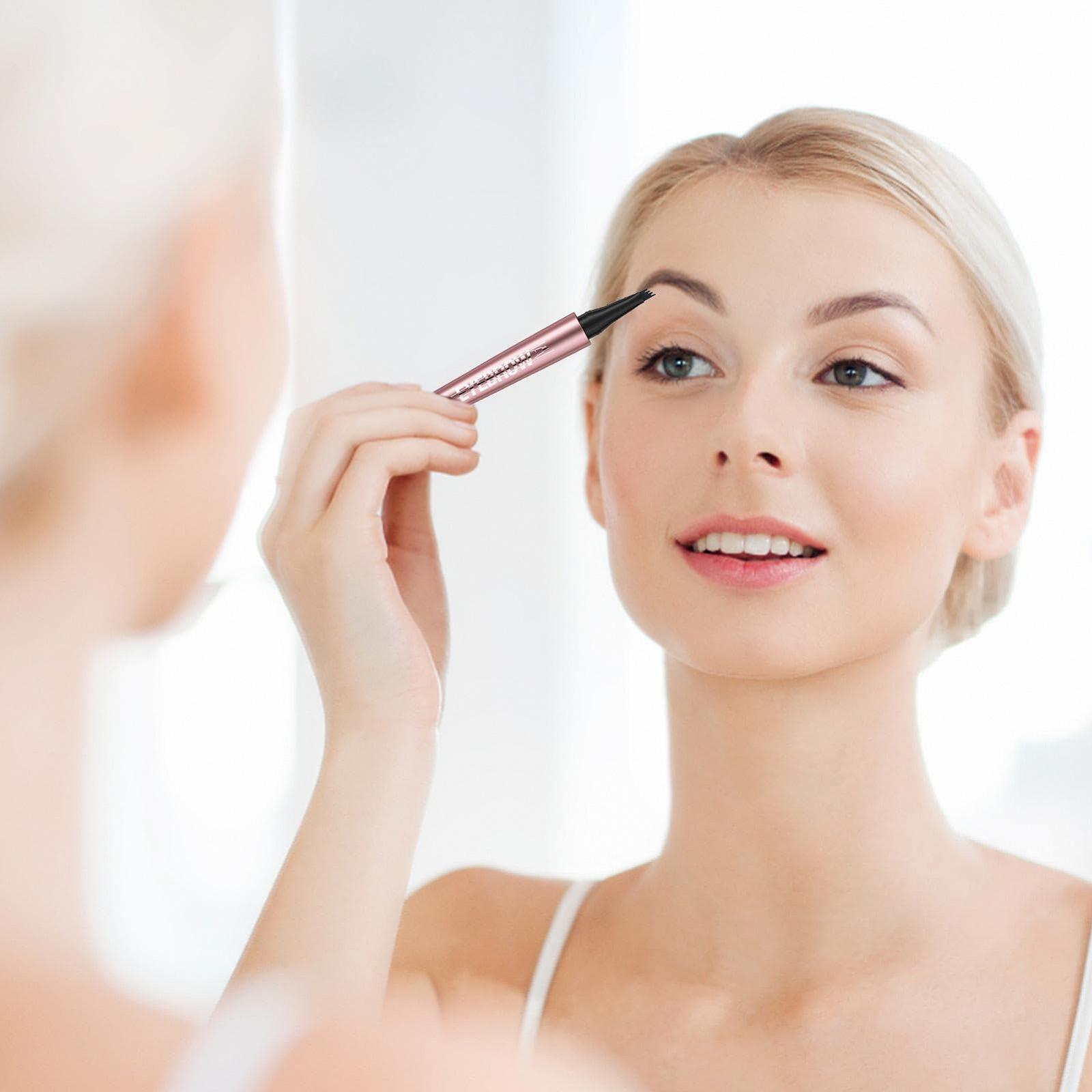 Карандаш для бровей 3D 4-х зубчатый водостойкий черный, серый, светло-коричневый, коричневый, фото №4