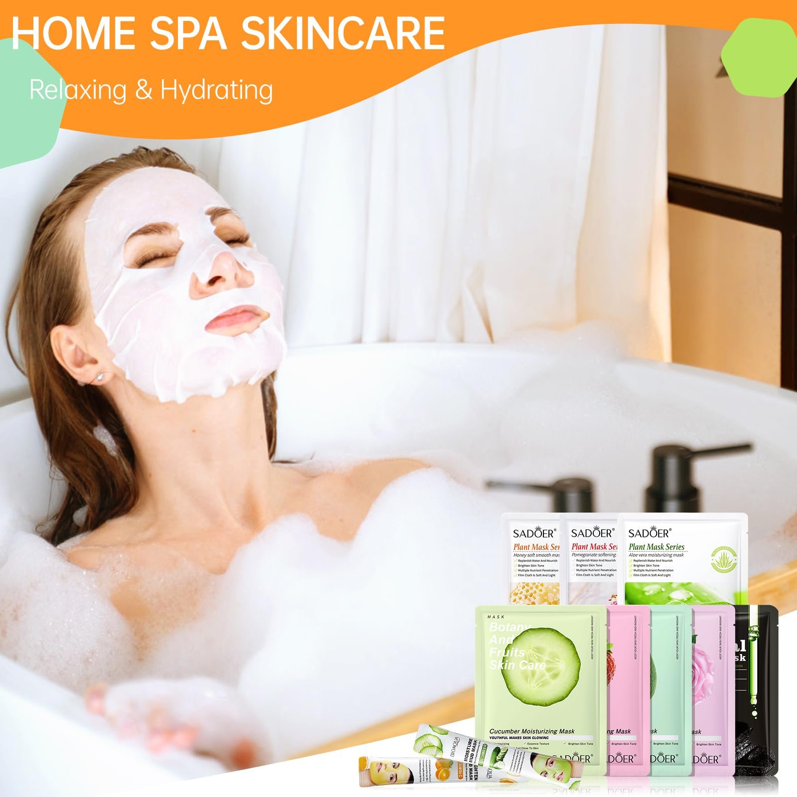 Маска для обличчя Набір для догляду за шкірою (Упаковка 8+2) Тканинна маска для обличчя з колагеном, фото №5