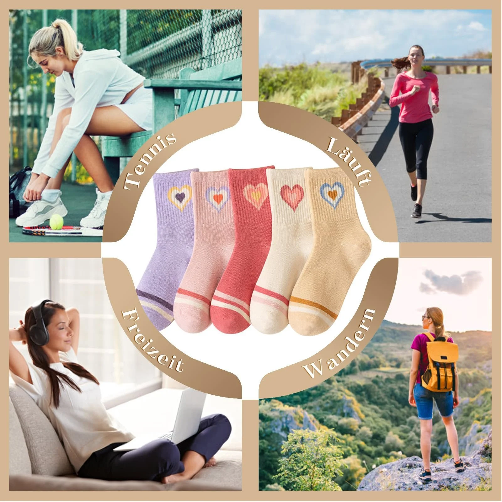 Шкарпетки тенісні Кольорові з сердечками Жіночі 38-42, фото №7