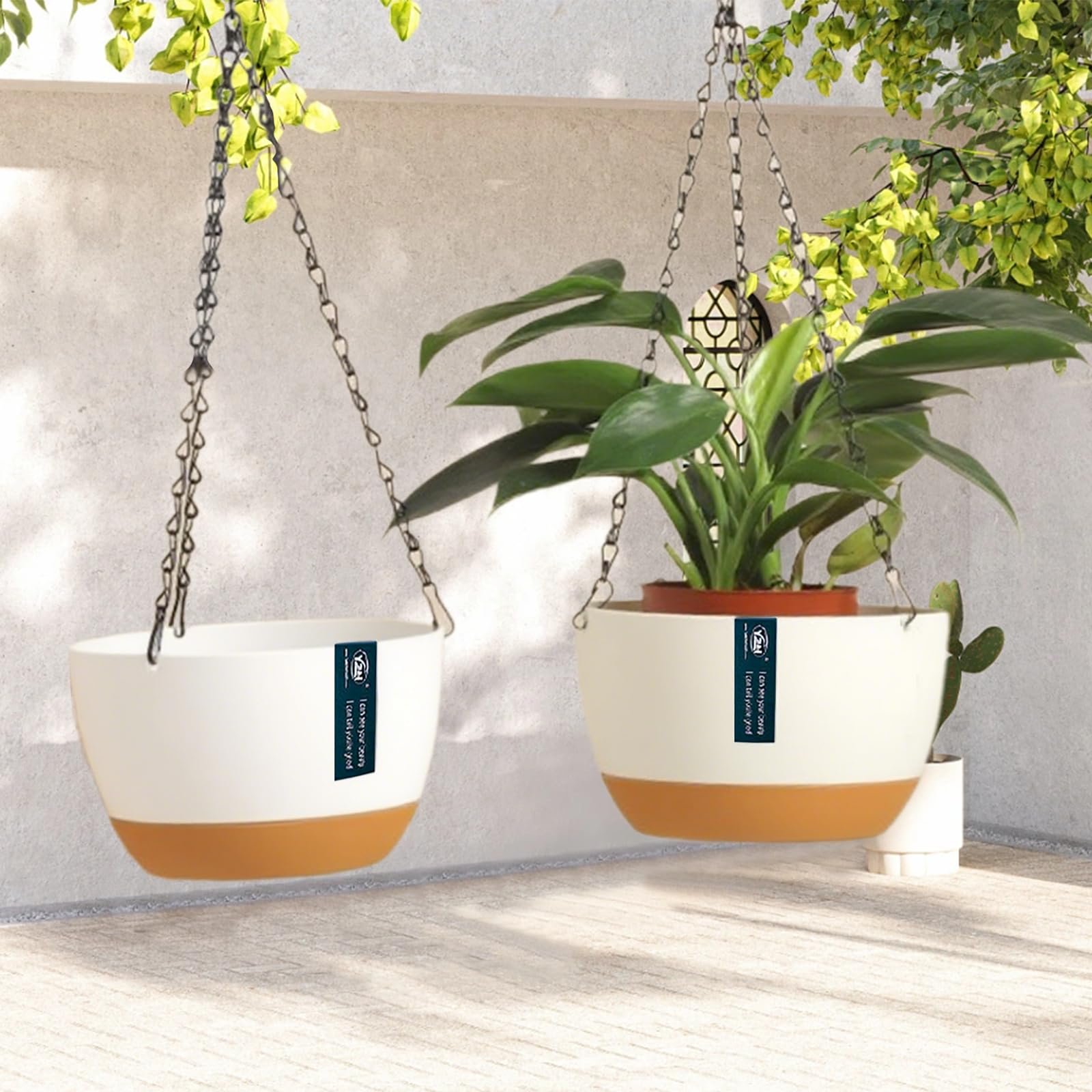 Підвісні кашпо Набір 2 шт. Пластик Білий зі знімним піддоном, фото №5 Підвісні кашпо Набір 2 шт. Пластик Білий зі знімним піддоном, фото №5