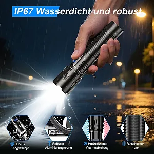 LED Ліхтар USB C Перезаряджається надзвичайно яскравий, масштабований, 5 режимів освітлення IP67 Водонепроникний тактичний для кемпінгу, походів, надзвичайних ситуацій synthetic.ua - Фото 1