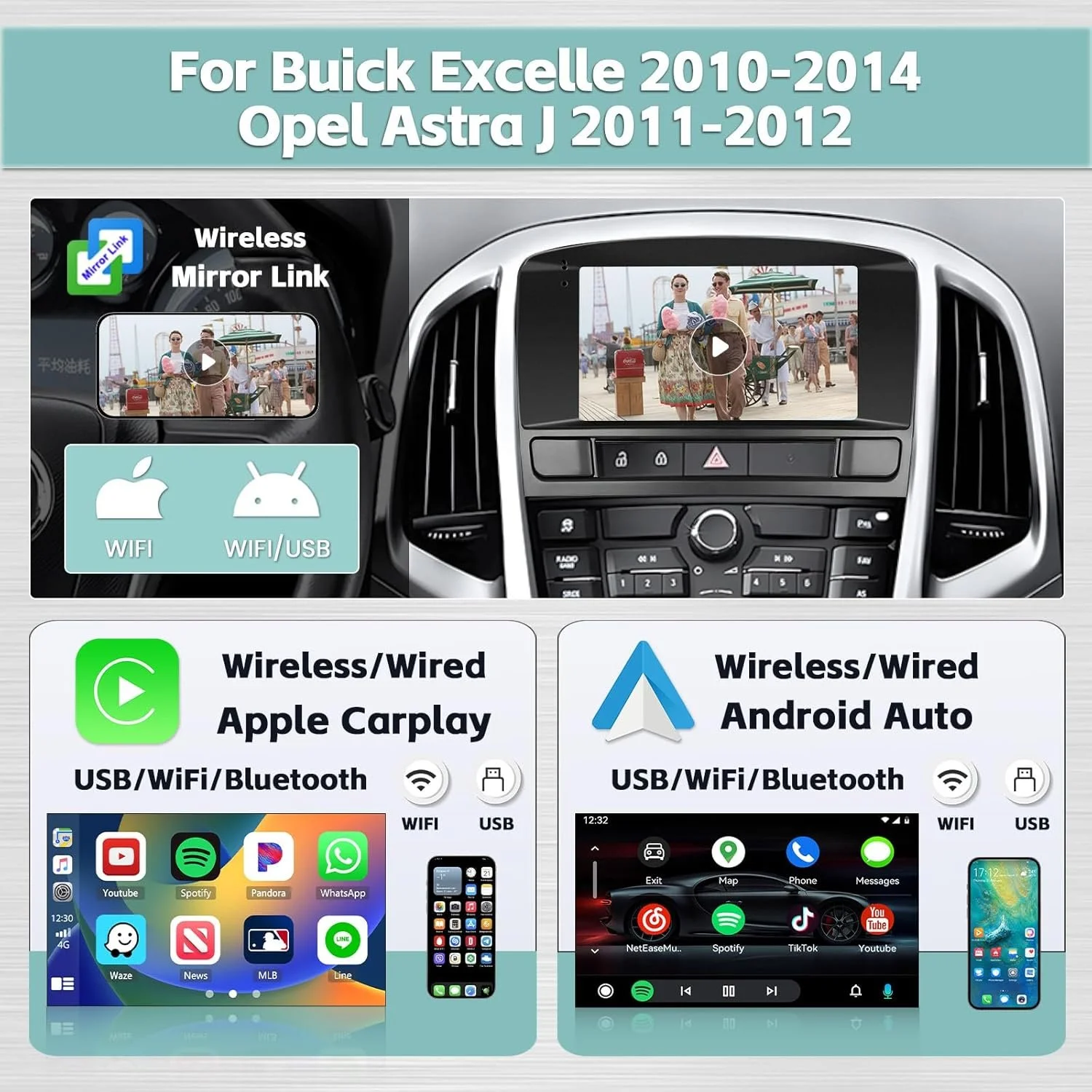 Штатная автомагнитола Hikity для Opel Astra J 2011-2012 / Buick Excelle 2010-2014 / 7" / Сенсорная / 4/64Гб / Android 13 / Apple CarPlay / Android Auto / Bluetooth / WI-FI / GPS / USB, фото №2