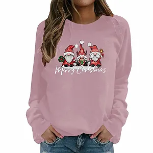 Женская Толстовка Nuaoxyeu с принтом Санты, уличный стиль, спортивные топы, смешной рождественский джемпер, рождественская толстовка, женский повседневный классический мягкий пуловер с круглым вырезом - Фото 1