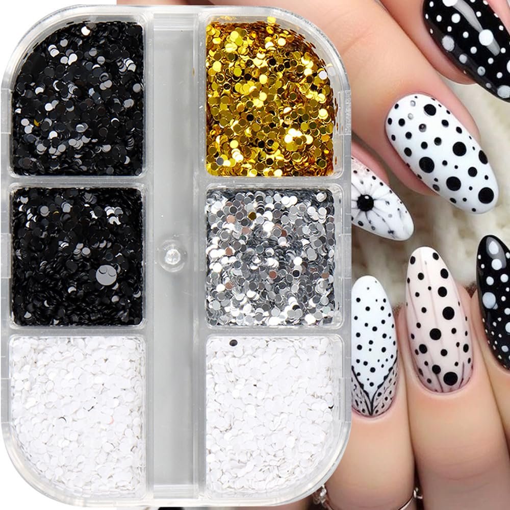 3D блискітки для нігтів Laser Mini Polka Dot, 6 сіток/коробка, фото №6