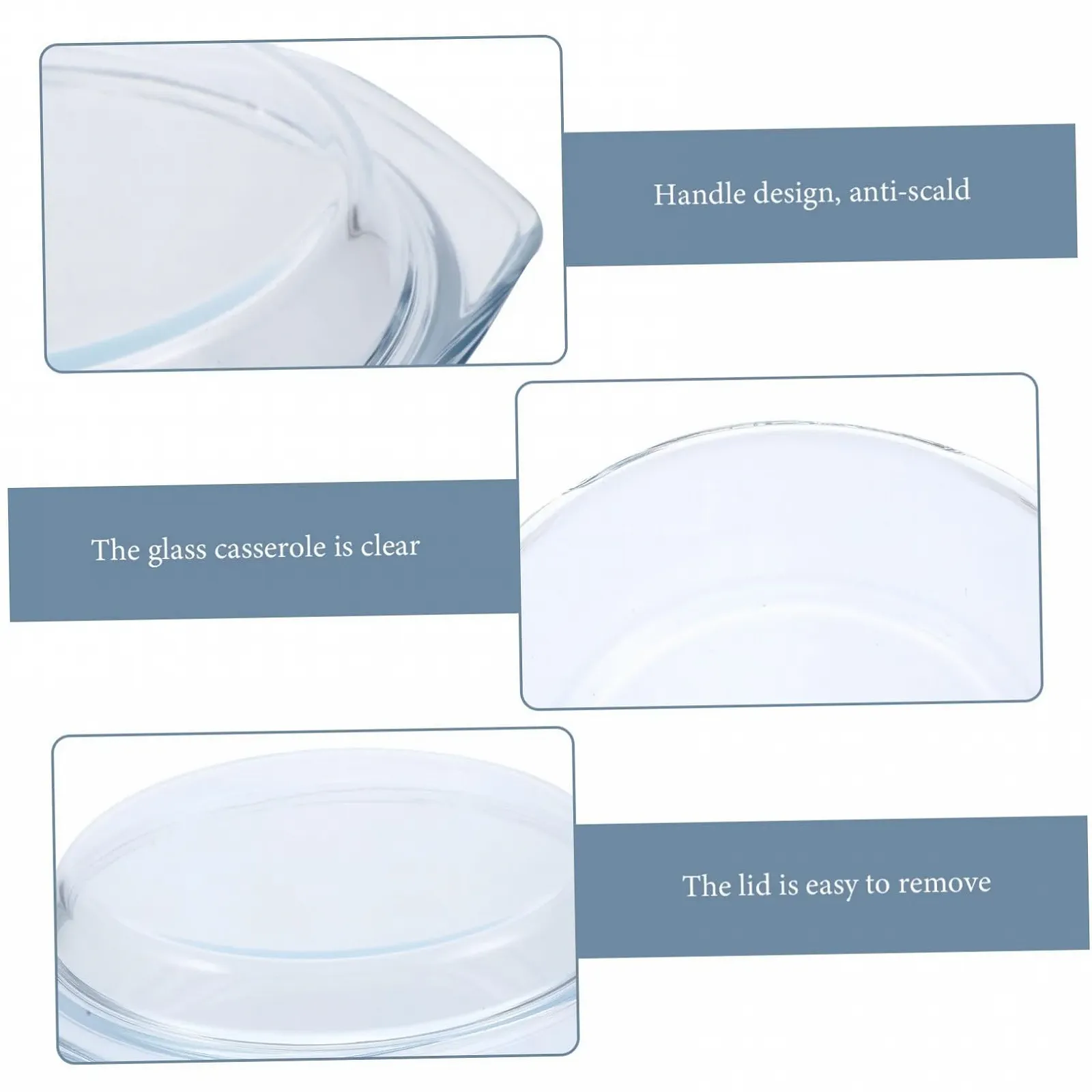 Скляна форма для запікання Gatuida з кришкою кругла прозора для мікрохвильової печі та духовки, фото №5