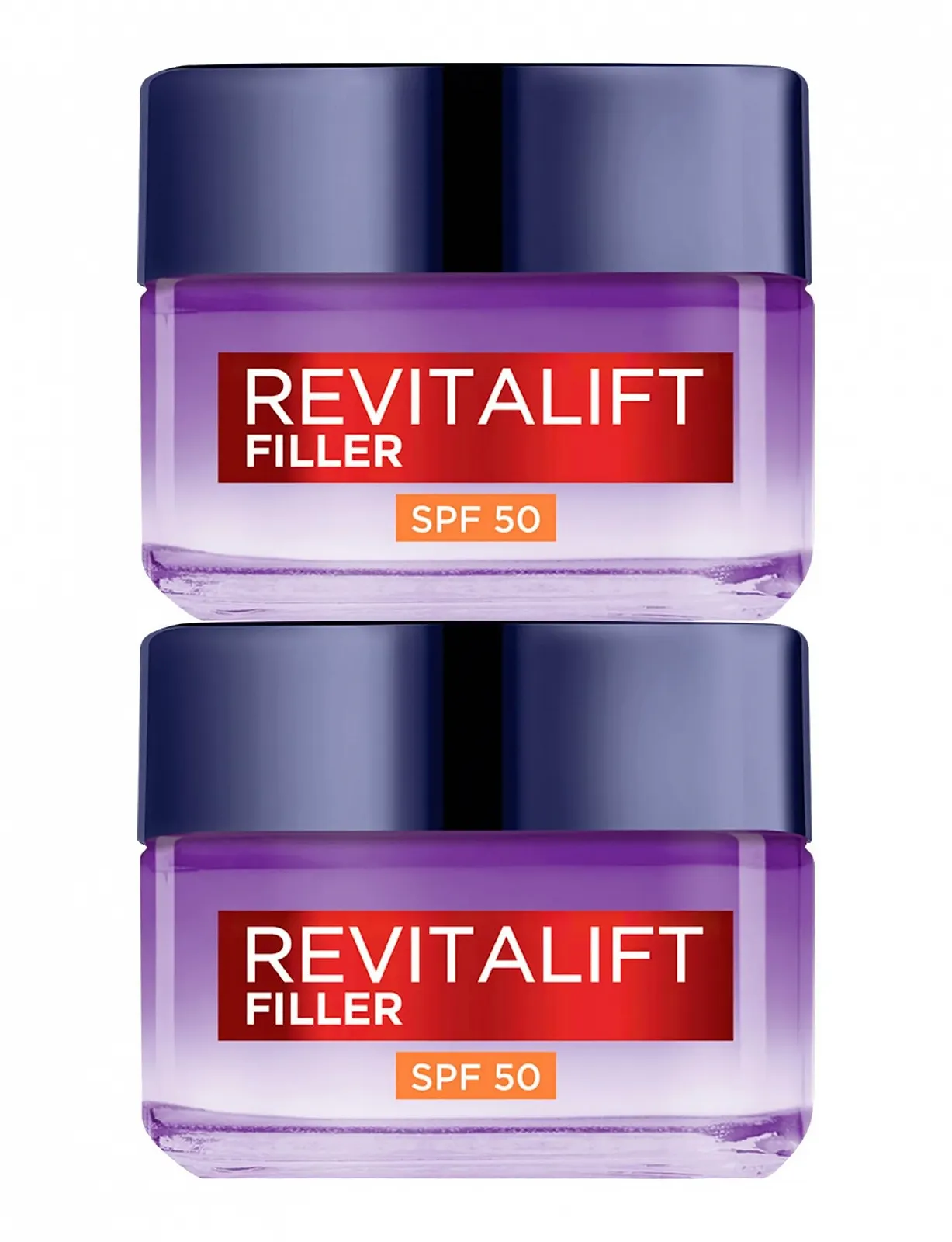 Денний крем L'Oréal Paris Revitalift Filler Intensive Plumping Anti-Wrinkle SPF 50 З гіалуроновою кислотою тривалої дії 2 x 50 мл, фото №1