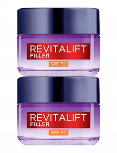 Денний крем L'Oréal Paris Revitalift Filler Intensive Plumping Anti-Wrinkle SPF 50 З гіалуроновою кислотою тривалої дії 2 x 50 мл - Фото 1