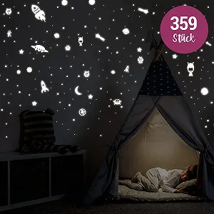 Наклейки на стіну Space XL 359 шт. флуоресцентні світяться в темряві synthetic.ua - Фото 1