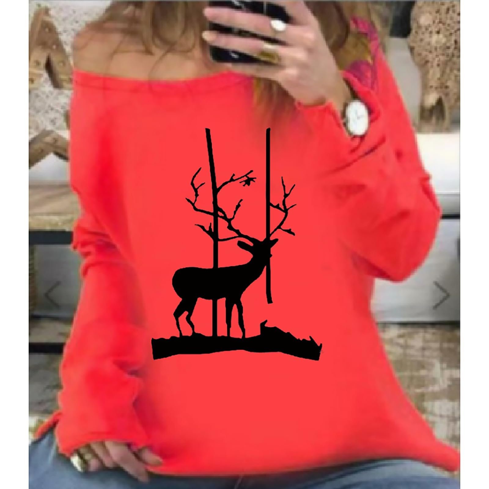 Светр Qixiu з різдвяним принтом Санта Клауса, фото №2 Светр Qixiu з різдвяним принтом Санта Клауса, фото №2