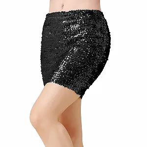 Спідниця-олівець Sequin, міні, облягаюча, еластична, з блискітками, висока талія synthetic.ua - Фото 1