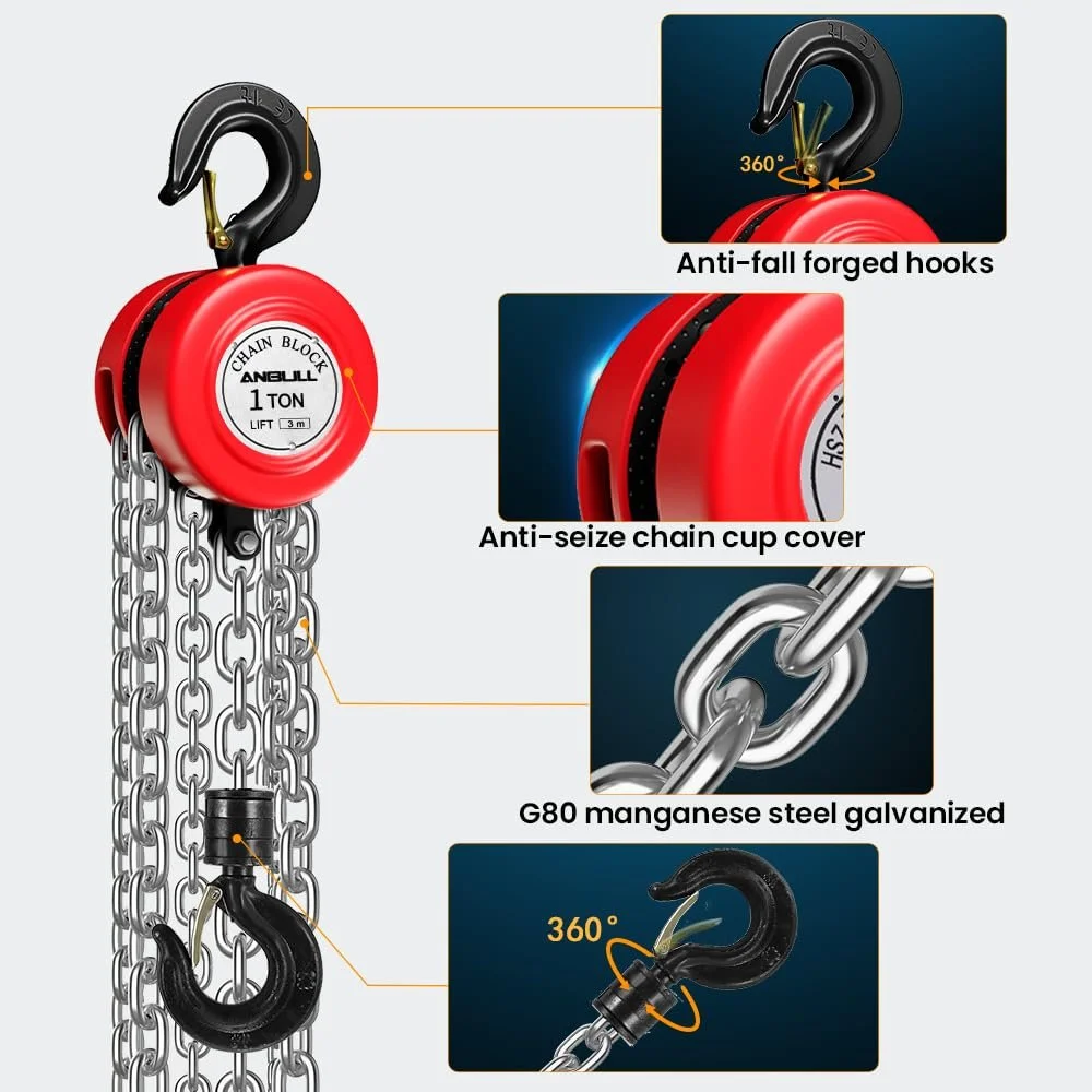 Ручная лебедка Anbull 1T 1599 Красная, фото №9 Ручная лебедка Anbull 1T 1599 Красная, фото №9