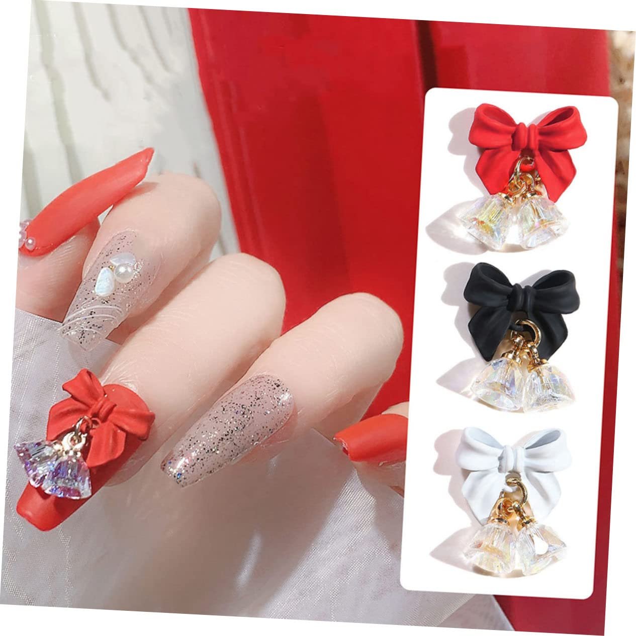 Прикраса для нігтів Бантики 6шт Тривимірні прикраси для нігтів, фото №7