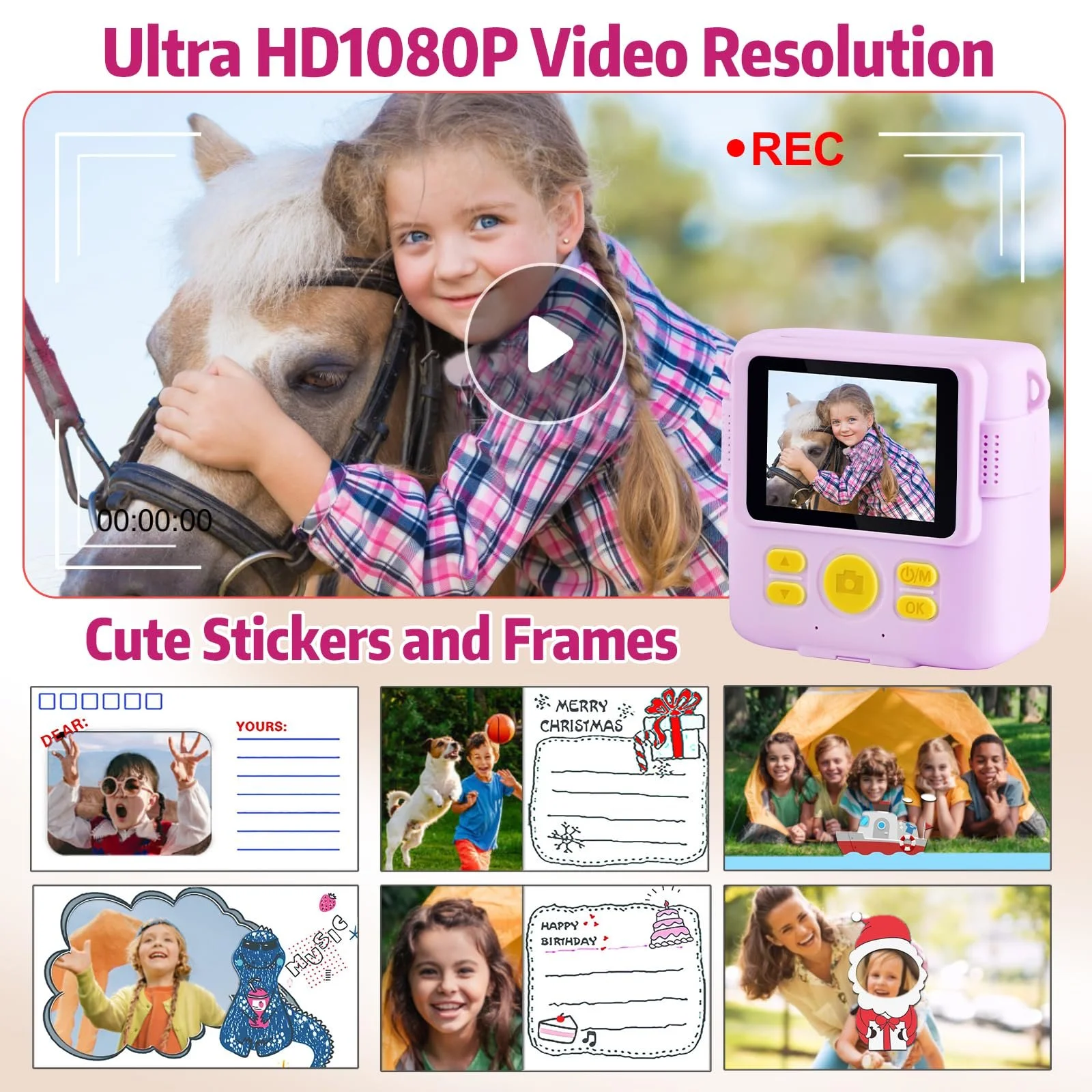 Цифровой фотоаппарат мгновенной печати 1080P 32GB TF Card, фото №5