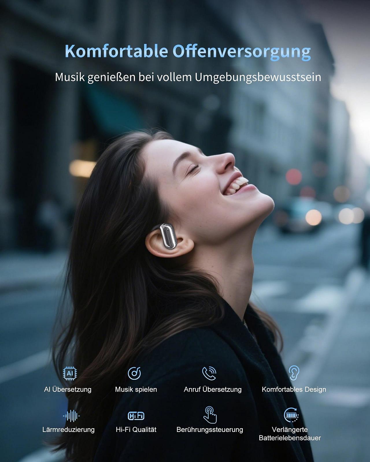 Наушники-переводчики AI Беспроводные с поддержкой 134 языков для перевода в реальном времени 4-в-1 с приложением, 56 часов воспроизведения Bluetooth 5.4, фото №8