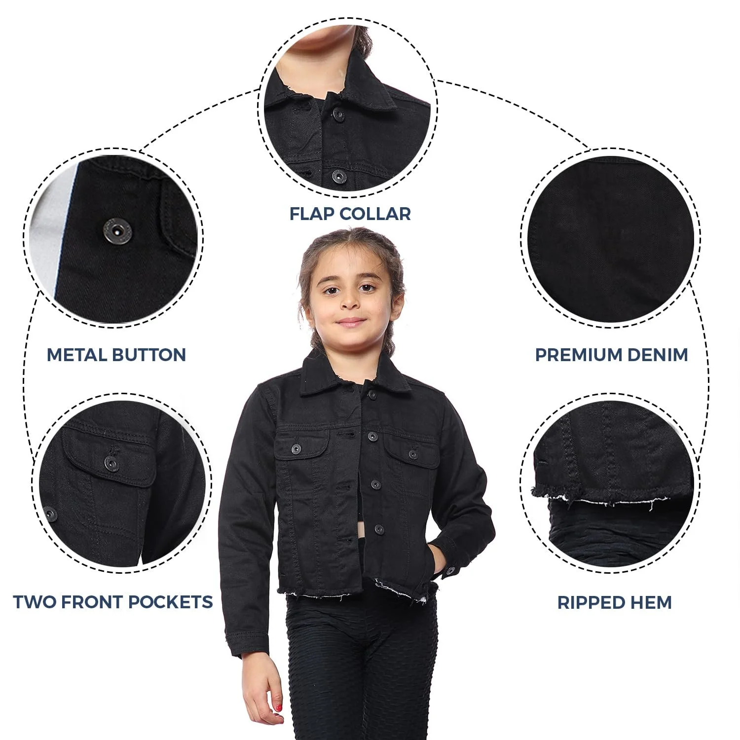 Джинсова куртка NOROZE Тканина Дизайнерська З потертим краєм Стильна Модна Рвана Джинсова Куртка для Дівчат, фото №4