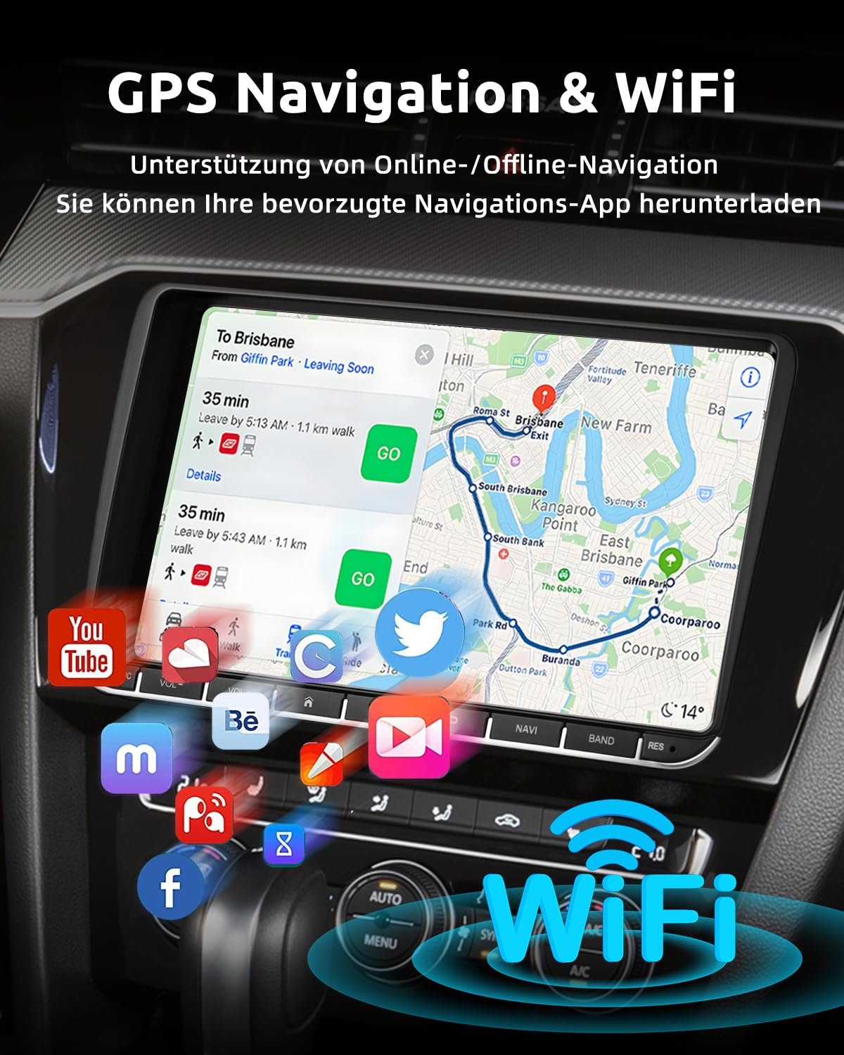 Автомагнітола Essgoo для VW Golf 5 6 Touran B6 EOS Tiguan Polo 4+64G Carplay 9 дюймів Android 14 Бездротова, Bluetooth, GPS, RDS, навігація, Mirror Link, FM, SWC, фото №5
