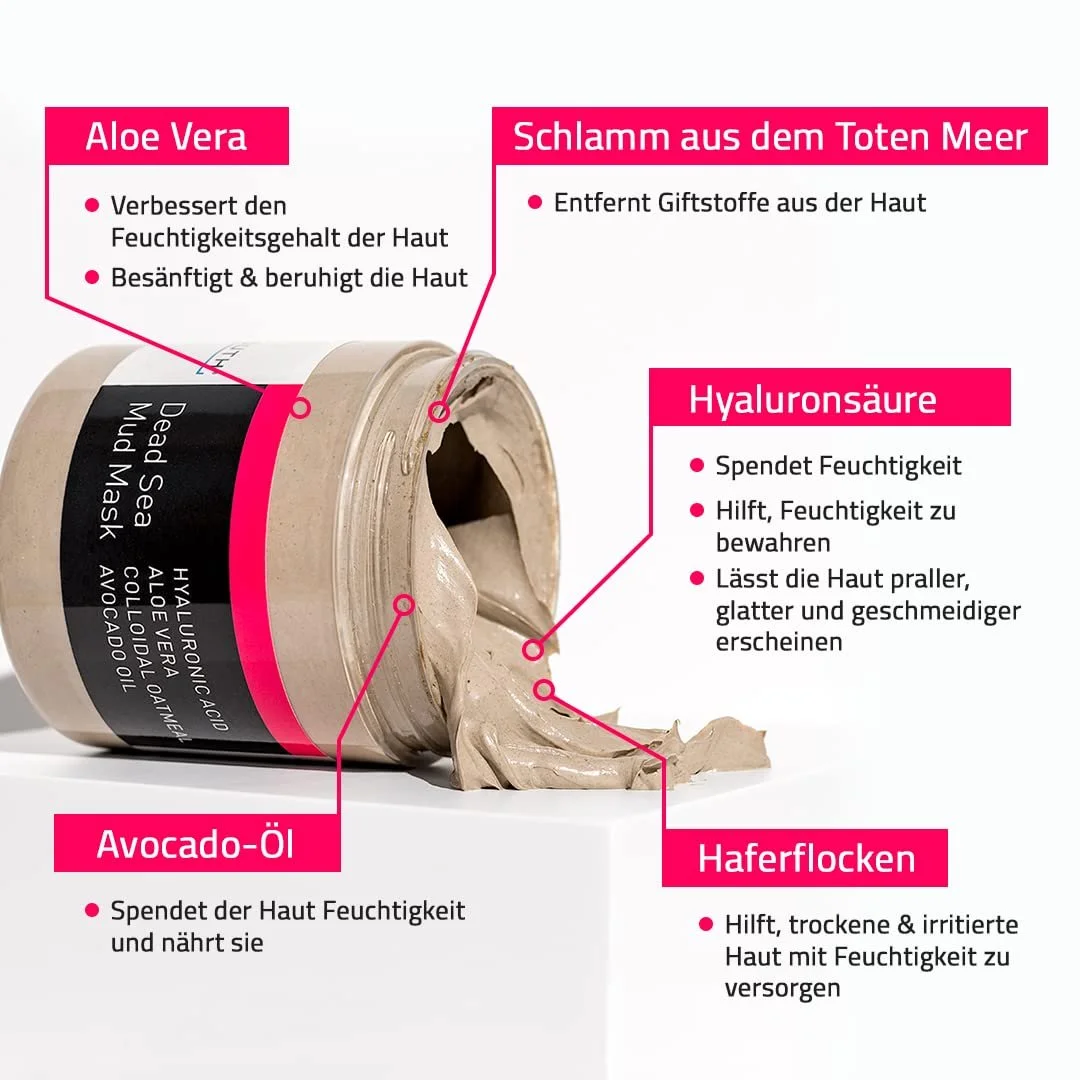 Маска для обличчя YEOUTH Грязь Мертвого моря з гіалуроновою кислотою та олією авокадо 240 мл, фото №5