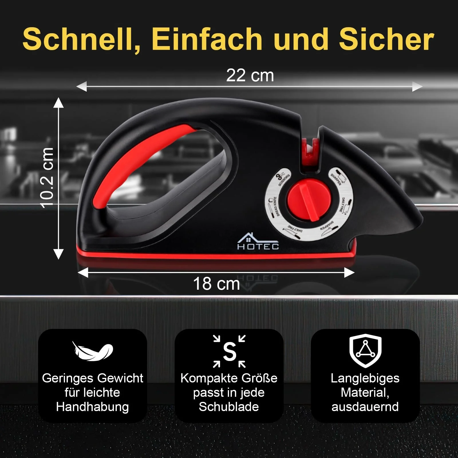 Точило для ножів Hotec 6-в-1 Matte Black, фото №8