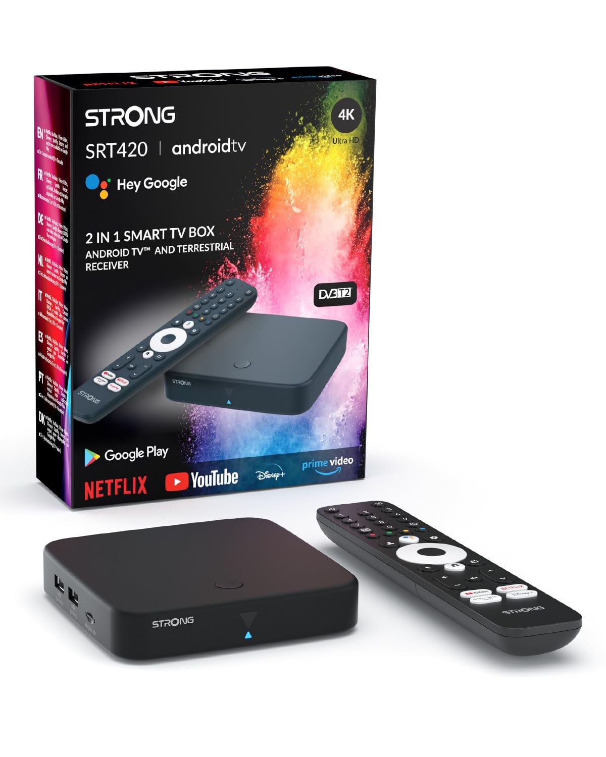 Медиаплеер STRONG Android TV DVB-T2 4K UHD SRT420 Chromecast, фото №1