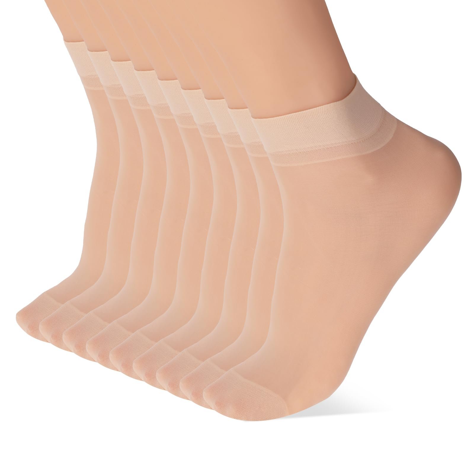 Женские носки из нейлона, прозрачные женские нейлоновые тонкие носки, 9 пар усиленный носок с комфортным поясом, телесный цвет, фото №1