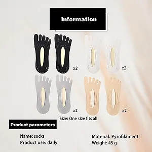 Женские носки с пятью пальцами, укороченные, смешные спортивные носки, дышащие невидимые носки из хлопка, разноцветные носки с пятью пальцами для спортивной обуви, низкие внутренние носки (8 пар), белые synthetic.ua - Фото 1