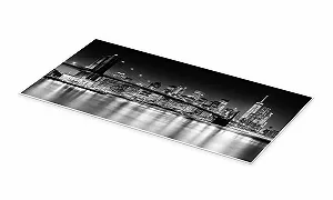 Постер Sascha Kilmer New York City Skyline at Night Brooklyn Bridge I 100 x 50 см Black and White synthetic.ua - Фото 1