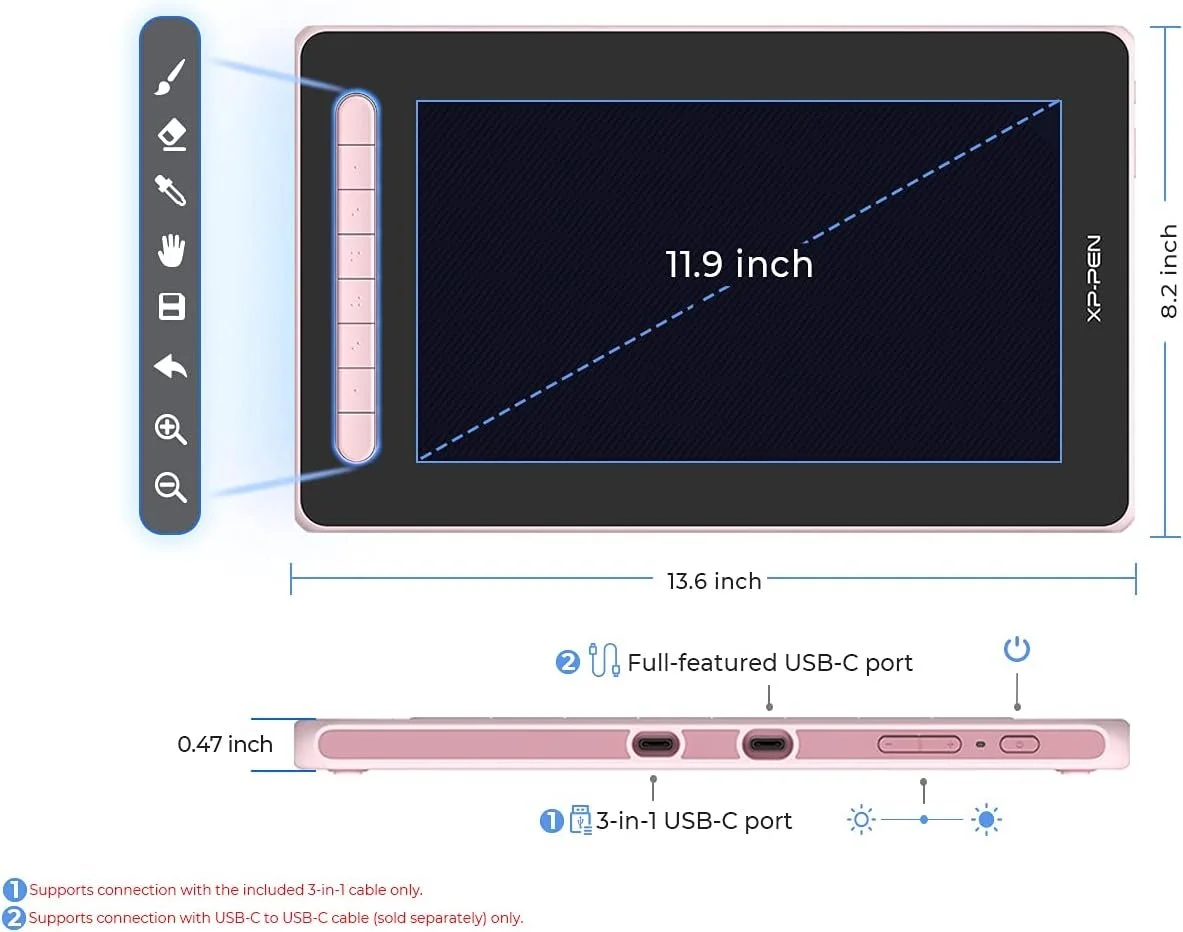 Графічний планшет 11.9'' XP-PEN Artist 12 2nd Gen Рожевий, фото №4