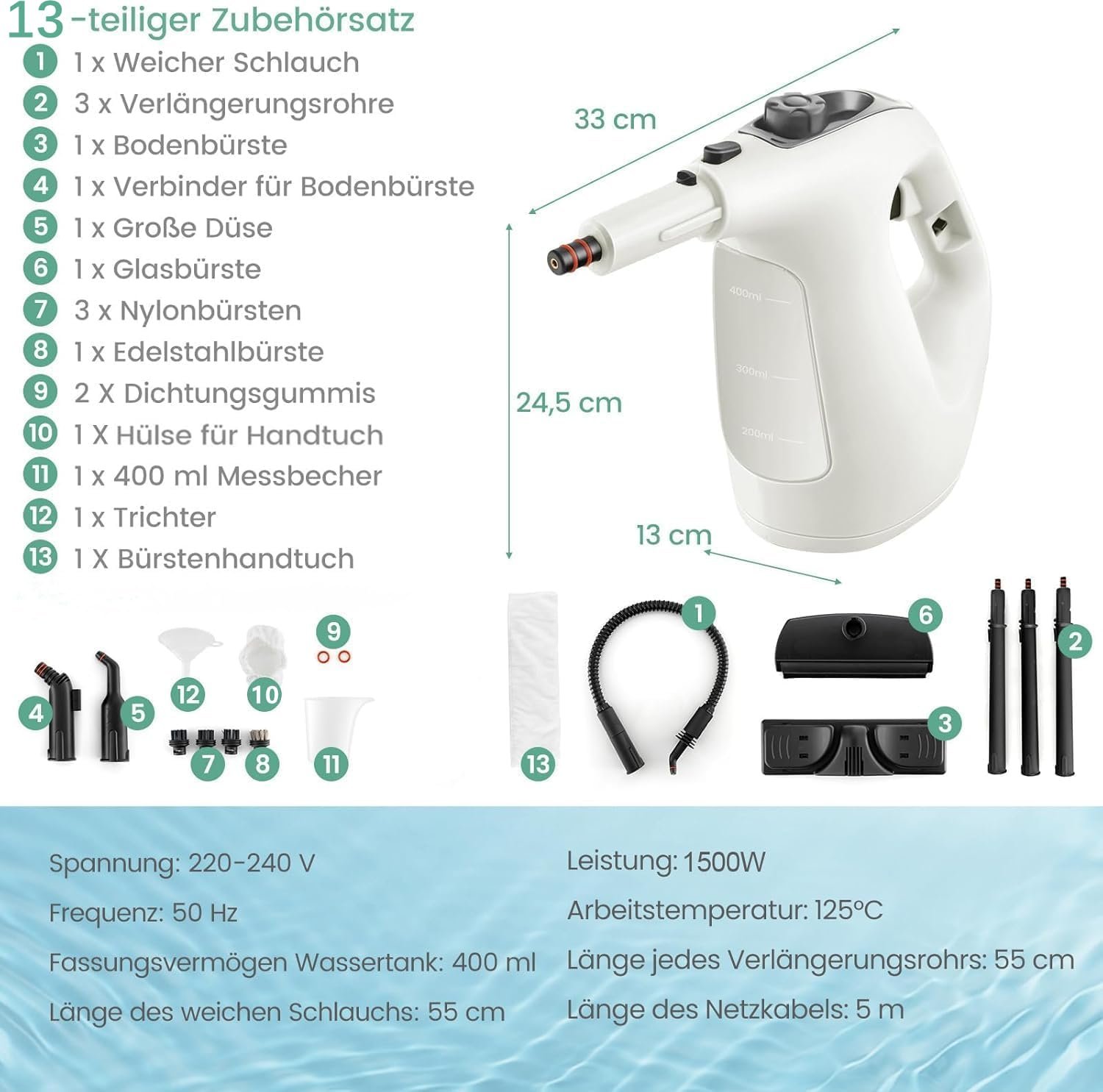 Пароочиститель RELAX4LIFE Multi-Purpose 1500 W, 400 мл, фото №2