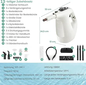 Пароочисник RELAX4LIFE Multi-Purpose 1500 W, 400 мл synthetic.ua - Фото 1