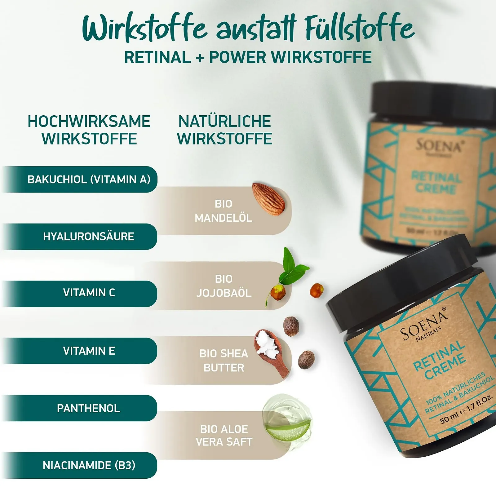 Крем для обличчя Soena Organic Retinol Cream з ретинолом, бакучіолом та гіалуроновою кислотою зволожувальний проти зморщок та акне, фото №5 Крем для обличчя Soena Organic Retinol Cream з ретинолом, бакучіолом та гіалуроновою кислотою зволожувальний проти зморщок та акне, фото №5